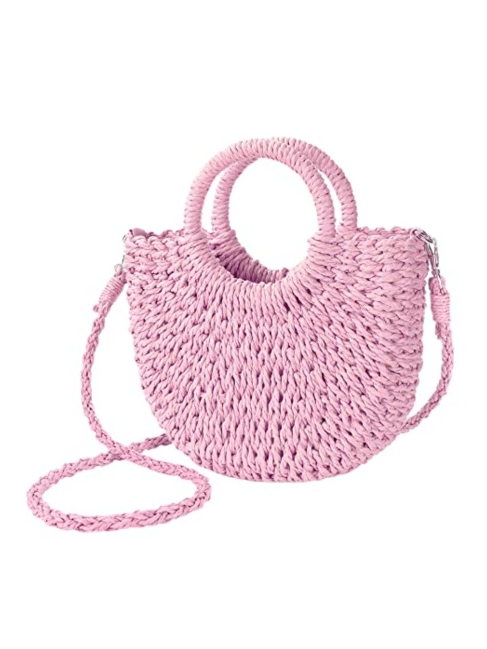 Handwoven Straw Crossbody Bag Woven Satchel Top Handle Beach Purse